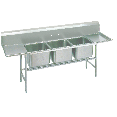SS 3 SCULLER SINK 16X20 W/2 DRA - Click Image to Close