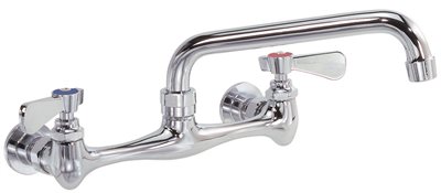 WALL-MOUNTED COMMERCIAL SINK FAUCET WITH 12-INCH SPOUT, CHROME