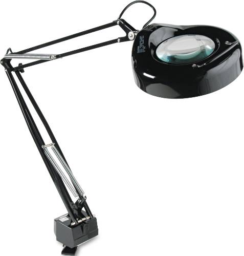 CLAMP-ON FLUORESCENT SWING ARM MAGNIFIER LAMP, 5" LENS, 42" REAC - Click Image to Close