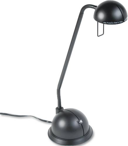 ADJUSTABLE HALOGEN DESK LAMP, TWO SETTINGS, DOME SHADE, 22" REAC