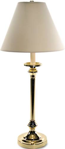 INCANDESCENT CANDLESTICK LAMP, BRASS-PLATED BASE, MUSHROOM SHADE - Click Image to Close