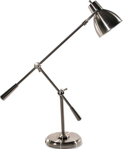 FULL SPECTRUM CANTILEVER POST DESK LAMP, BRUSHED STEEL, 30 INCHE
