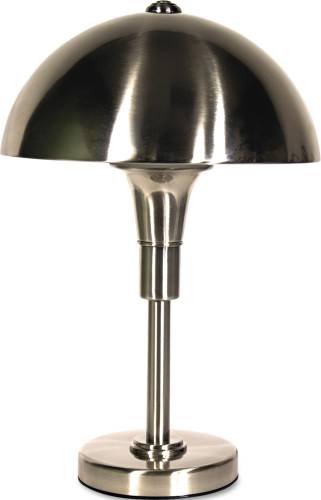 INCANDESCENT TABLE LAMP WITH STEEL SHADE, BRUSHED STEEL, 19-1/2