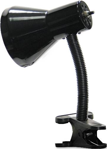 CLIP-ON INCANDESCENT GOOSENECK LAMP, NINE INCHES HIGH, BLACK - Click Image to Close