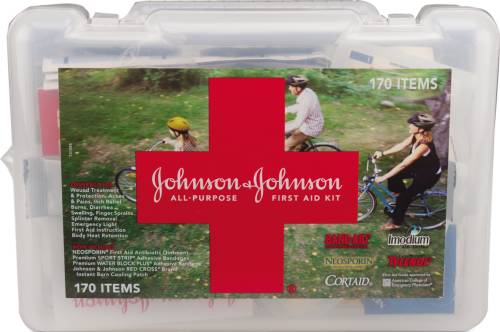 JOHNSON & JOHNSON ALL-PURPOSE FIRST AID KIT, 170 PIECES, PLASTIC - Click Image to Close