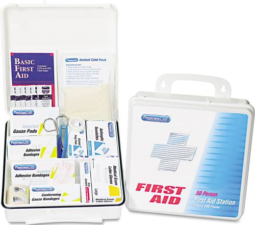 FIRST AID KIT FOR 75 PEOPLE, 300 PIECES, PLASTIC CASE - Click Image to Close