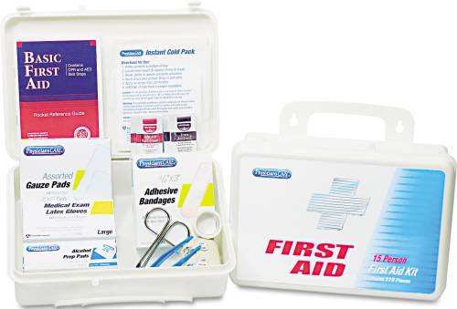 FIRST AID KITS FOR 25 PEOPLE, 131 PIECES, PLASTIC CASE