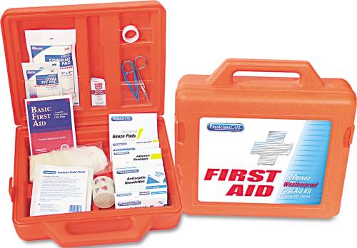 FIRST AID KIT FOR 50 PEOPLE, 173 PIECES, OSHA/ANSI COMPLIANT, PL - Click Image to Close