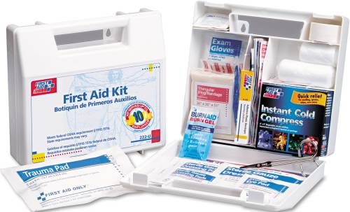 FIRST AID KIT FOR 10 PEOPLE, 62 PIECES, OSHA COMPLIANT, PLASTIC
