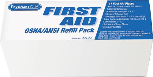 ANSI/OSHA FIRST AID REFILL PACK, 50 PIECES