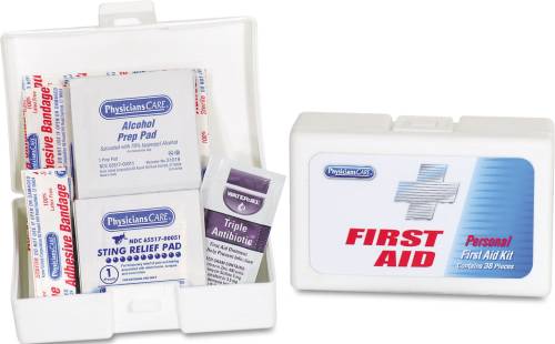 PERSONAL FIRST AID KIT, 38 PIECES, PLASTIC CASE