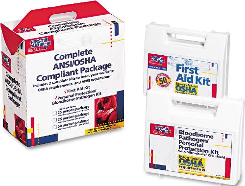 FIRST AID KIT FOR 50 PEOPLE, 229 PIECES, ANSI/OSHA COMPLIANT, PL - Click Image to Close