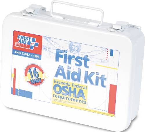 UNITIZED FIRST AID KIT FOR 16 PEOPLE, 94 PIECES, OSHA/ANSI, META - Click Image to Close