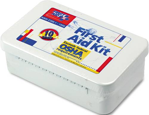 UNITIZED FIRST AID KIT FOR 10 PEOPLE, 46 PIECES, OSHA/ANSI, PLAS - Click Image to Close
