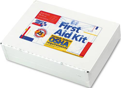 FIRST AID KIT FOR 25 PEOPLE, 106 PIECES, OSHA COMPLIANT, METAL C - Click Image to Close