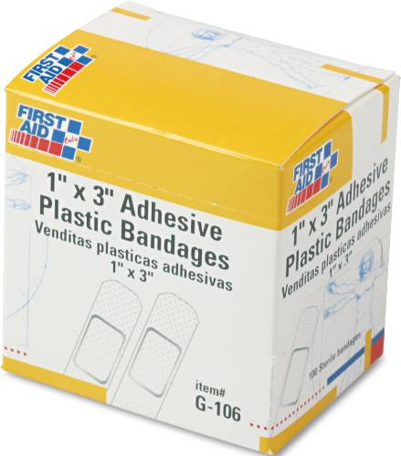 PLASTIC ADHESIVE BANDAGES,1 X 3, 100/BOX - Click Image to Close