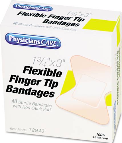FLEXIBLE LARGE FINGERTIP ADHESIVE BANDAGES, 1-3/4 X 3, 40/BOX
