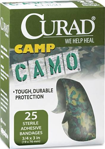 KIDS ADHESIVE BANDAGES, GREEN CAMOUFLAGE, 3/4" X 3", 25/BOX - Click Image to Close