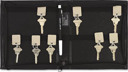 SECURITY-BACKED ZIPPERED CASE, 144-KEY,VINYL, BLACK, 7" X 1" X 8 - Click Image to Close