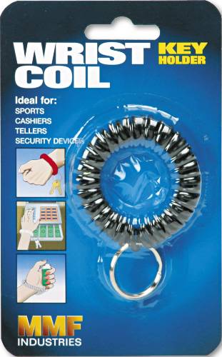WRIST COIL W/KEY RING, FLEXIBLE COIL, BLACK - Click Image to Close
