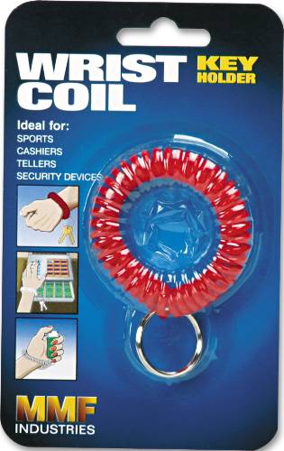 WRIST COIL W/KEY RING, FLEXIBLE COIL, RED - Click Image to Close