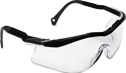 HIGH-IMPACT SAFETY GLASSES W/MICROBAN, BLACK POLYCARBONATE FRAME - Click Image to Close