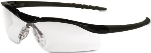 DALLAS WRAPAROUND SAFETY GLASSES, BLACK FRAME, CLEAR LENS - Click Image to Close