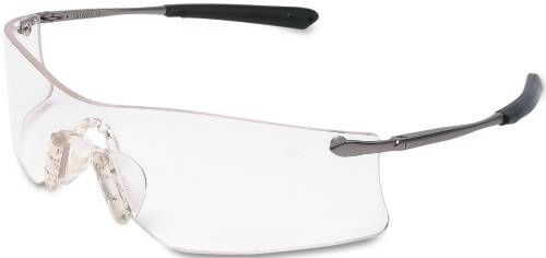 RUBICON FRAMELESS SAFETY GLASSES, SILVER METAL TEMPLES, CLEAR LE