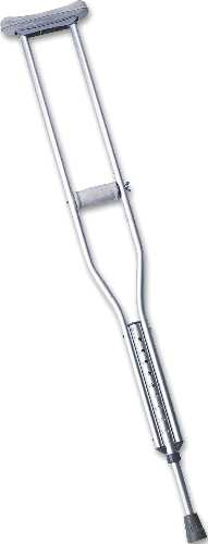 PUSH-BUTTON ALUMINUM CRUTCHES, ADULT TALL, 5 FT. 10 IN. TO 6 FT. - Click Image to Close