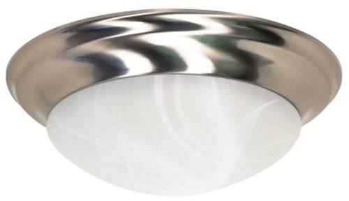 FLUSH MOUNT THREE LIGHT 17 IN. BRUSHED NICKEL WITH ALABASTER GL - Click Image to Close