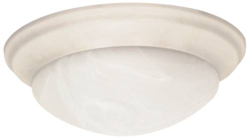 FLUSH MOUNT TWO LIGHT 14 IN. TEXTURED WHITE, ALABASTER GLASS, - Click Image to Close