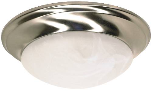 FLUSH MOUNT ONE LIGHT 12 IN. BRUSHED NICKEL WITH ALABASTER GLAS - Click Image to Close