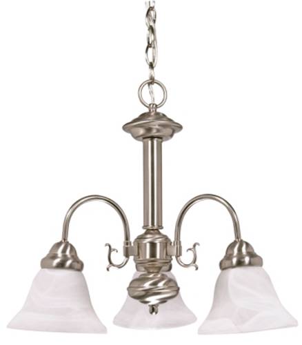 CHANDELIER, 3-LIGHT BN, 20 IN.W, ALABASTER BELL GLASS, INC - Click Image to Close