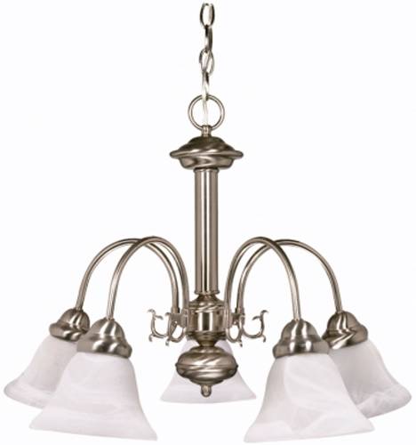 CHANDELIER, 5-LIGHT BN, 24 IN.W, ALABASTER BELL GLASS, INC - Click Image to Close