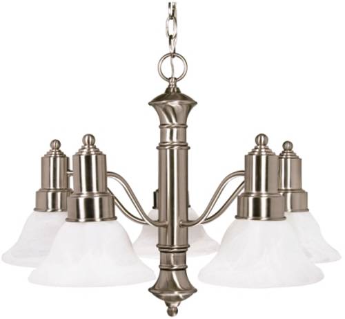 CHANDELIER, 5-LIGHT BN, 24-1/2 IN.W, ALABASTER BELL GLASS, INC - Click Image to Close