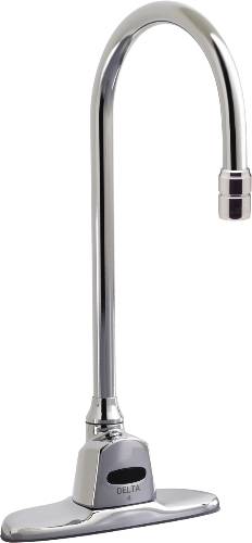 DELTA GOOSENECK ELECTRONIC FAUCET 1.5 GPM, 4 IN. CAST COVER PLAT - Click Image to Close