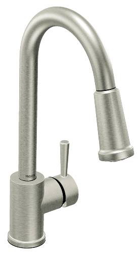 MOEN LEVEL KITCHEN FAUCET STAINLESS - Click Image to Close