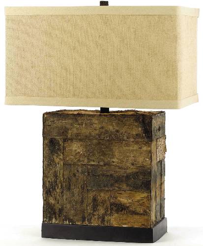 SQUARE BARK COUNTRY TABLE LAMP - Click Image to Close