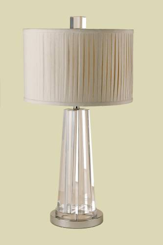 CANDICE OLSON TABLE LAMP CRYSTAL WITH CREAM SILK SOFT PLEATED SH - Click Image to Close