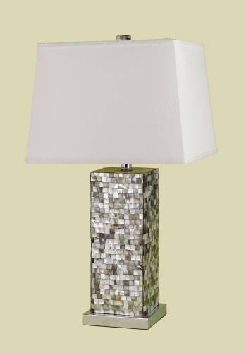 CANDICE OLSON TABLE LAMP ABALONE SHELL BASE WITH LINEN HARD BACK - Click Image to Close