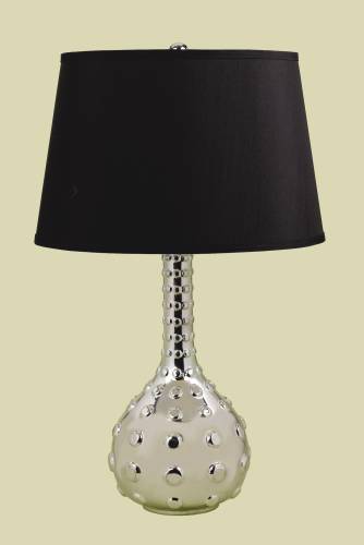 CANDICE OLSON TABLE LAMP CERAMIC BLACK WITH WHITE DOTS AND BLACK