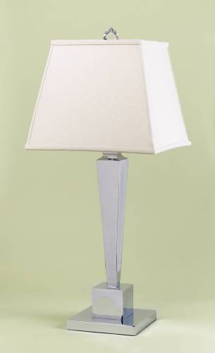 CANDICE OLSON TABLE LAMP CHROME BASE WITH CREAM SILK SOFT BACK S - Click Image to Close