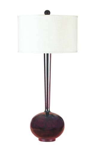 CANDICE OLSON TABLE LAMP FAUX POLISHED WOOD WITH CREAM HARD BACK - Click Image to Close
