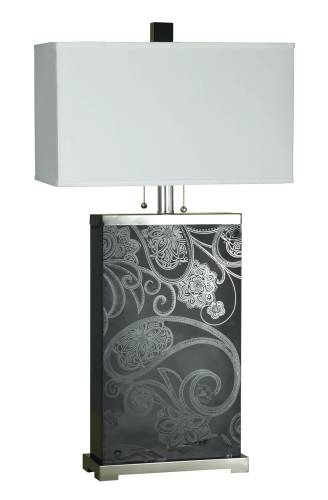 CANDICE OLSON TABLE LAMP ETCHED GLASS WITH CHROME ACCENTS WITH C - Click Image to Close
