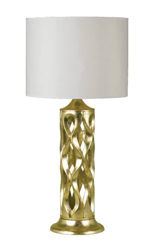 CANDICE OLSON TABLE LAMP ANTIQUE GOLD WITH WHITE HARD BACK SHADE - Click Image to Close