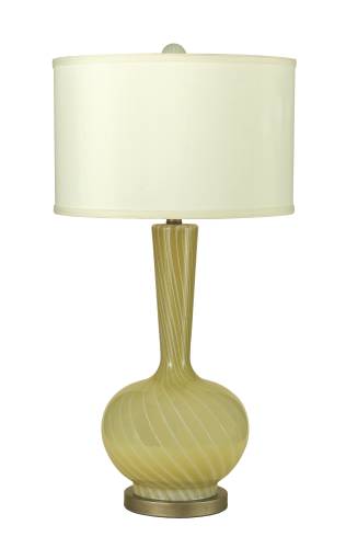 CANDICE OLSON TABLE LAMP HAND BLOWN BUTTER CREAM SWIRL GLASS WIT - Click Image to Close