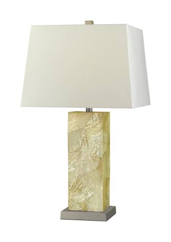 CANDICE OLSON TABLE LAMP CREAM SHELL WITH ANTIQUE BRASS ACCENTS,