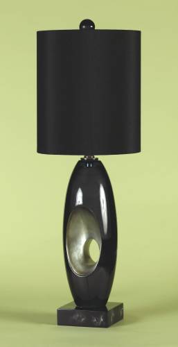 CANDICE OLSON TABLE LAMP BLACK RESIN WITH SILVER ACCENTS BLACK S