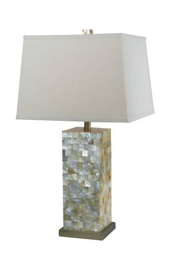 CANDICE OLSON TABLE LAMP YELLOW SEA SHELL WITH LINEN HARD BACK S