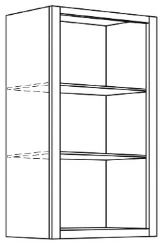 KITCHEN WALL CABINETS SINGLE DOOR WITH TWO SHELVES, LEFT HINGES, - Click Image to Close